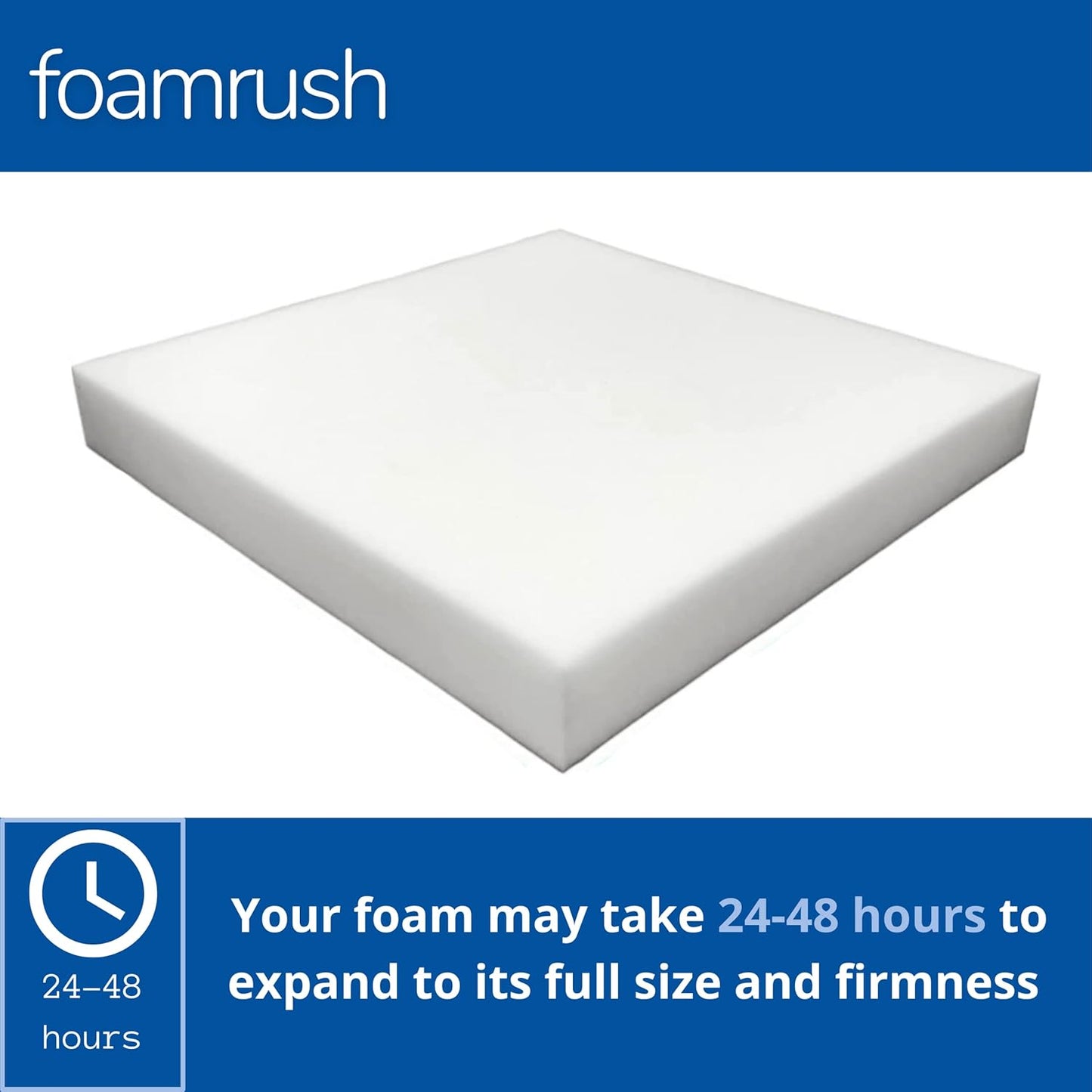 FoamRush 5" x 24" x 24" Upholstery Foam Cushion High Density (Square Foam for Dining Chairs, Chair & Wheelchair Seat Cushion Replacement)