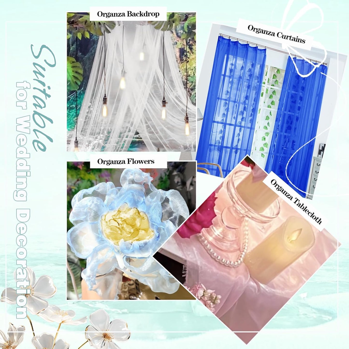 VACVELT Sheer Organza Fabric by The Yard, 60 Inch Wide Black Organza Fabric Bolt Bridal Sheer Tulle Fabric, Silk Organza Fabric Roll for Wedding Party Decorations Backdrop Curtain (10 Yards)