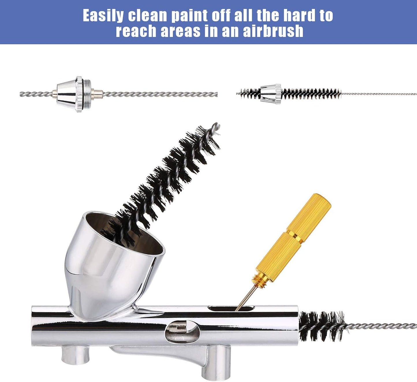 AGPTEK Airbrush Cleaning Kit - Glass Cleaning Pot, Filters, Scraper Needle, Tube Brushes