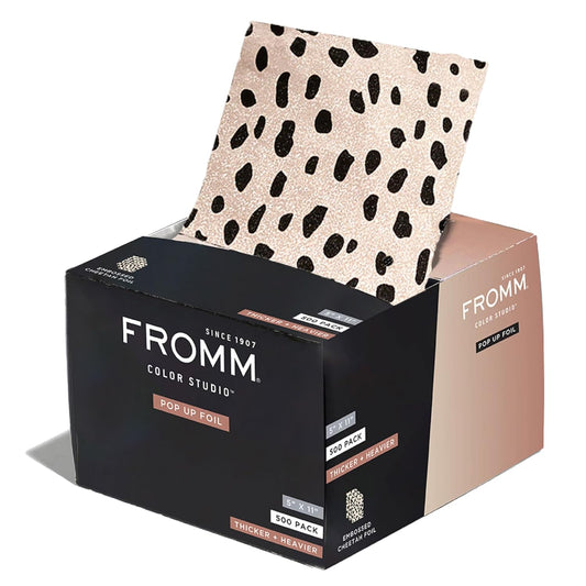 Fromm Embossed Pop Up Foils in Cheetah Print, Foil for Hair Highlighting, Cosmetology Supplies, Hairstylist Essentials, Hair Foils Ideal for Advanced Coloring, Precut, 5" x 11", 500 Foil Sheets