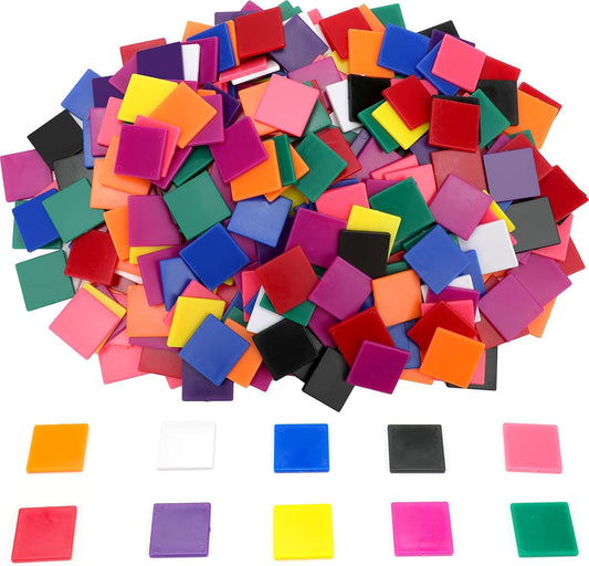 Coopay 200 Pcs Plastic Square Color Tiles, Bingo Chips, Poker Chips, Color Sorting, Math Counters, Game Tokens, Counting Manipulatives for Kids Elementary School Classroom Learning Development Toys