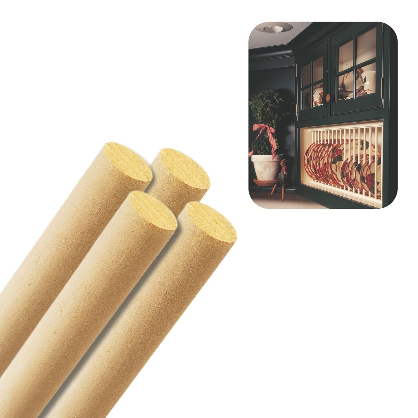 Birch Round Dowels (1-¼" x 36", Pack of 4) | Variety of Diameters & Wood Species | Unfinished Wooden Dowel Rods for Crafts & DIY Home Projects | Curtain Rod, Macrame Supplies, Moulding Trim, Flagpole