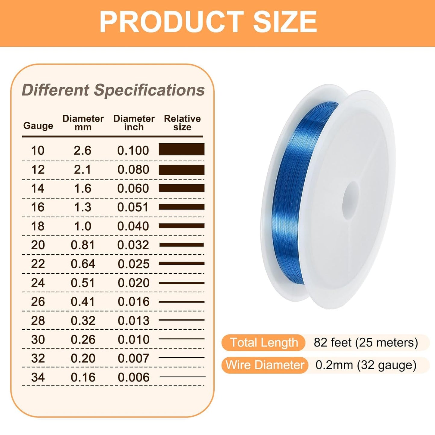 HARFINGTON 82ft Jewelry Wire, 32 Gauge (0.2mm) Brass Craft Soft Metal Tarnish Resistant Copper Beading Wire for Jewelry Making Supplies Crafting, Blue