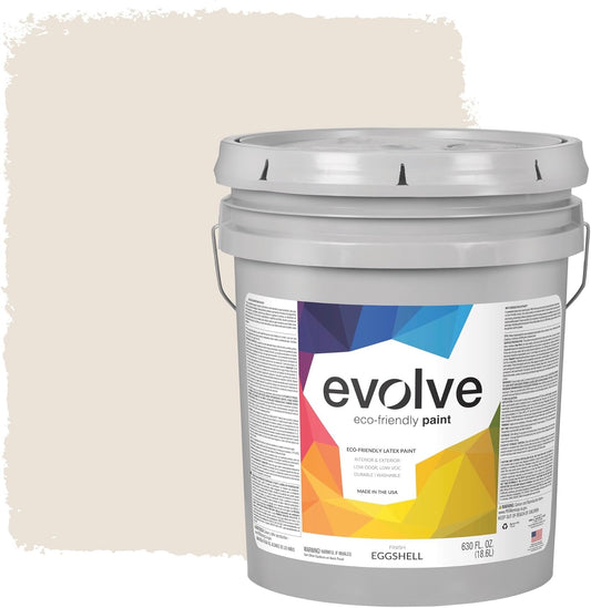 EVOLVE Paint & Primer: Environment-friendly, Low Sheen with One-coat Coverage for Interior & Exterior surfaces (Coconut Cream, 5-Gallon)