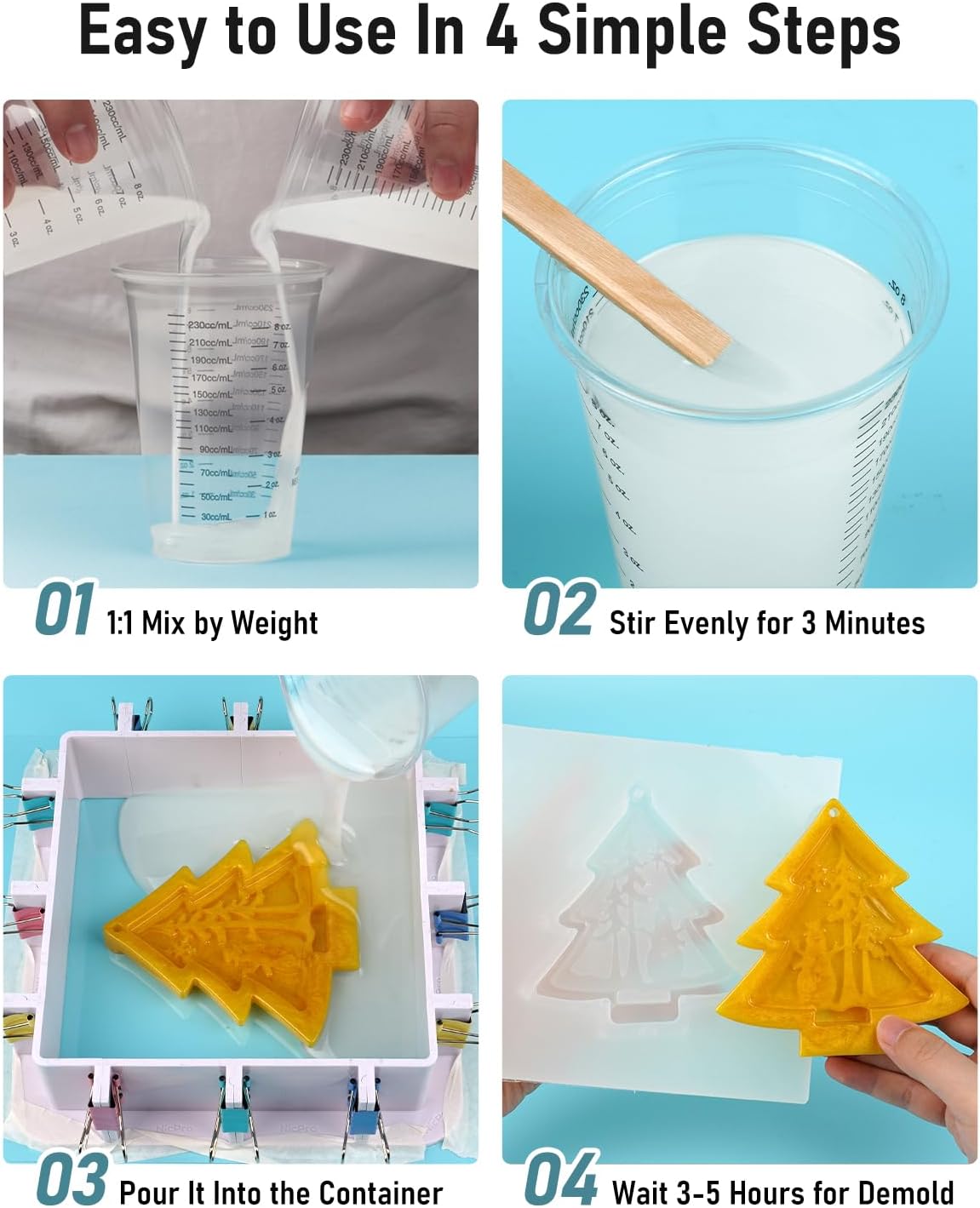 Nicpro 80oz Silicone Mold Making Kit, 15A Platinum Liquid Silicone Rubber, Flexible Silicone Molds Maker Mix Ratio 1:1 for Casting 3D Resins Candle Soap Molds DIY with Gloves, Sticks, Mixing Cups