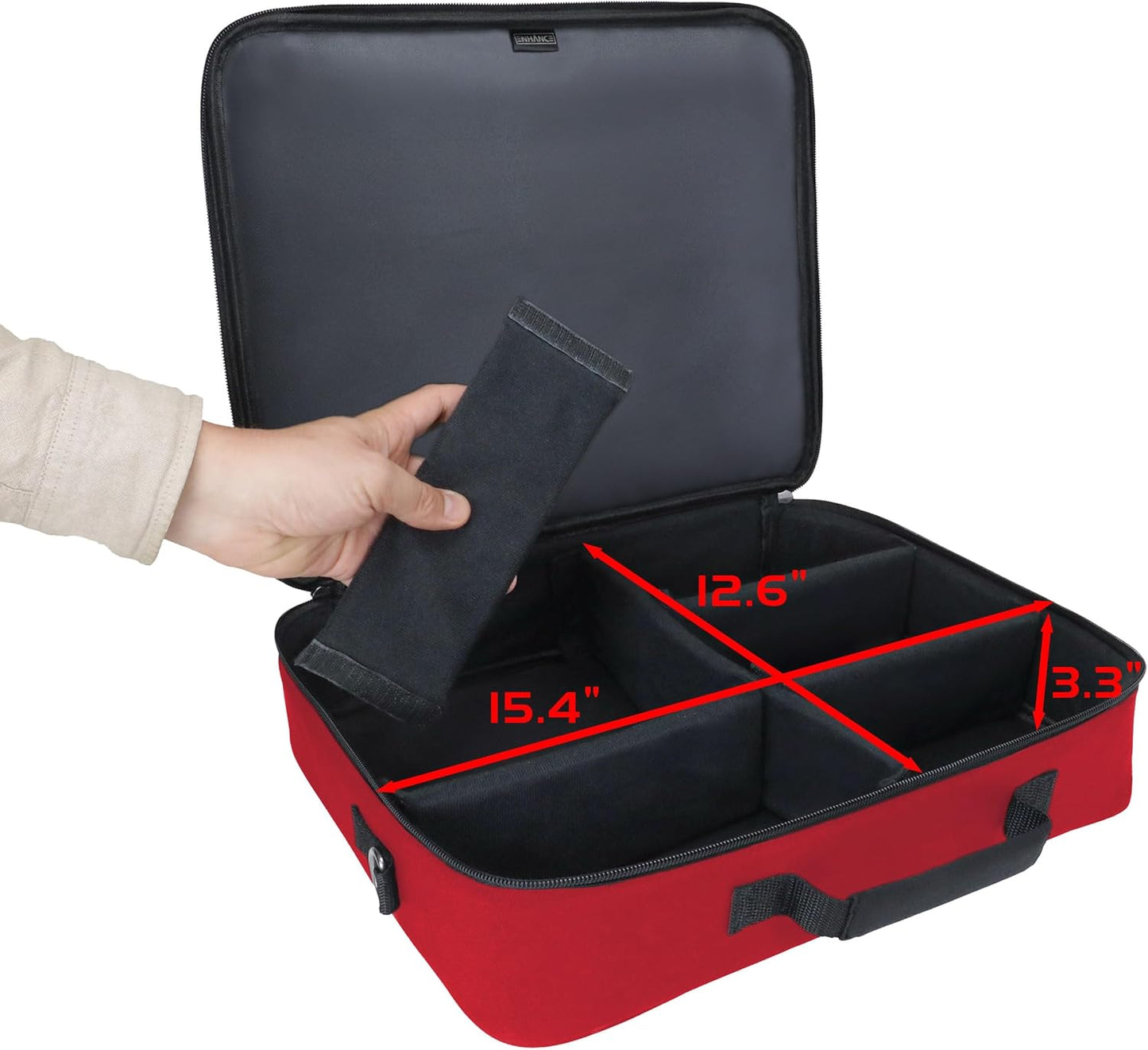 ENHANCE Designer Edition TCG Bag - MTG Shoulder Bag with Customizable Dividers & Accessory Pocket for Deck Boxes, Dice - Card Storage Compatible with Magic the Gathering, Lorcana (Red)