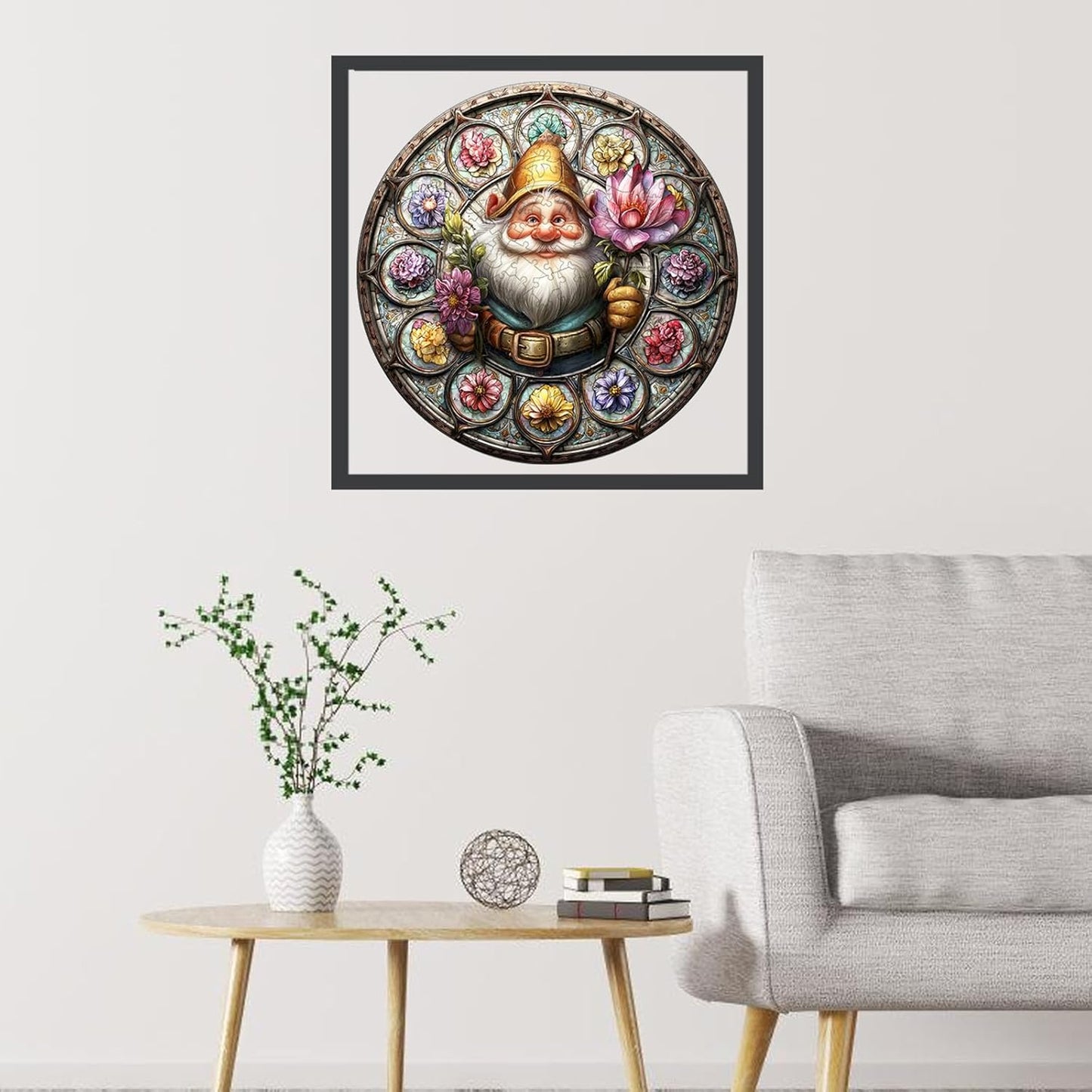 Wooden Puzzles for Adults, Gnome Puzzle 476 Pieces, Unique Shaped Jigsaw Puzzles for Adults and Kids, Birthday Gifts Fun Challenge Family Game 16.5'' x 16.5''