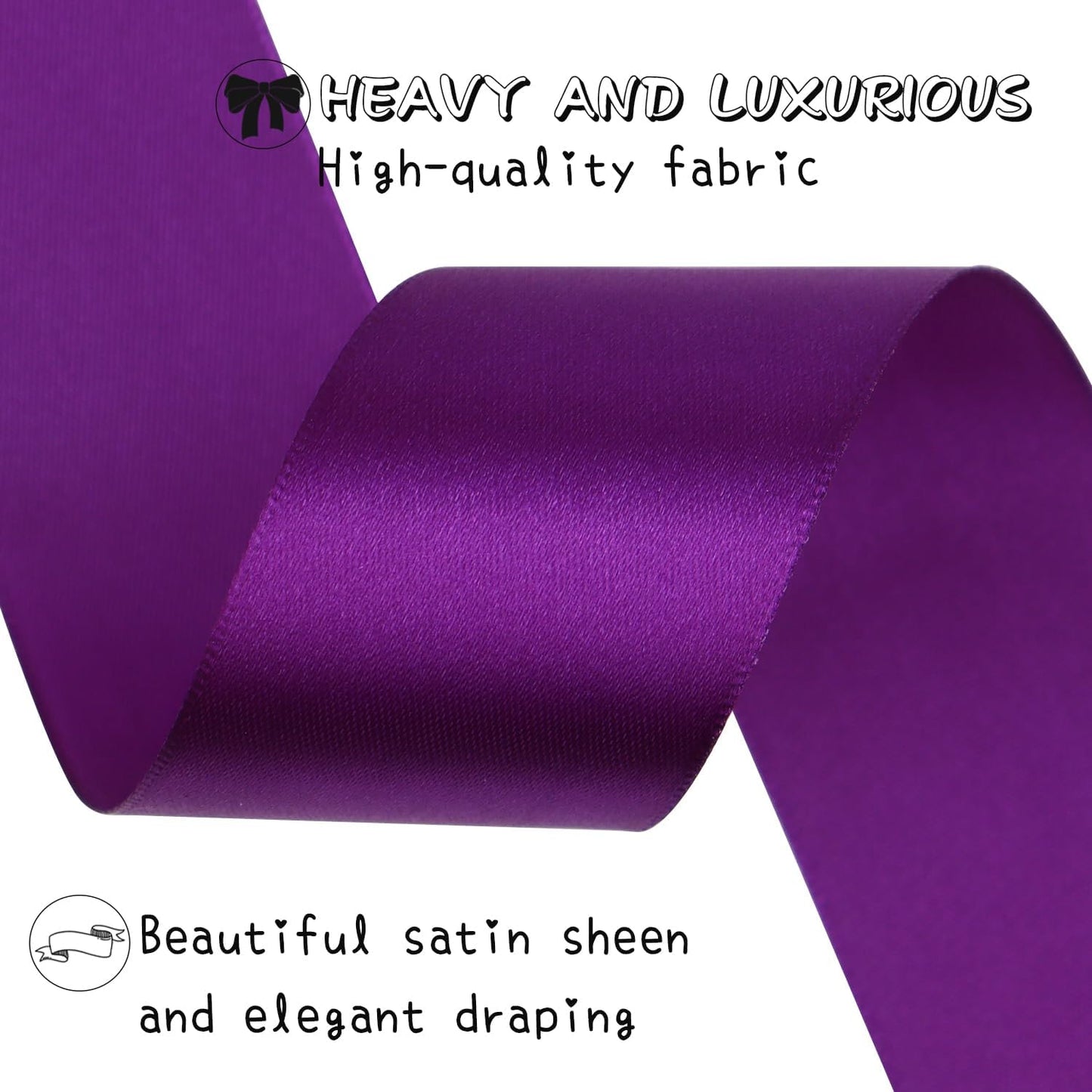 Purple Solid Satin Ribbon 1-1/2 Inch 25 Yards Solid Polyester Fabric Ribbon for Gift Wrapping Wedding Christmas Baby Shower Birthday Party Decoration Handmade Immortal Flower Craft