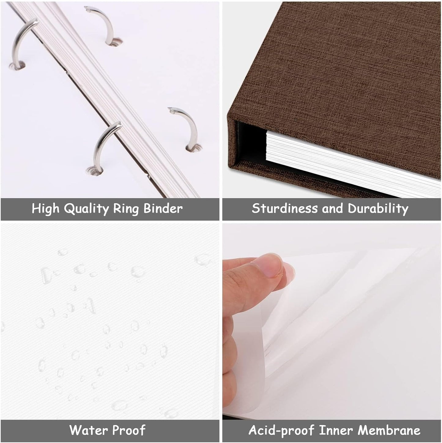 Zesthouse 18 In Photo Album Self Adhesive with Picture Display Window, 3-Ring Scrapbook Albums 60 Pages Holds 10x12 8x10 5x7 4x6 Photos, DIY Photo Book Ideal Gift for Family Wedding Baby