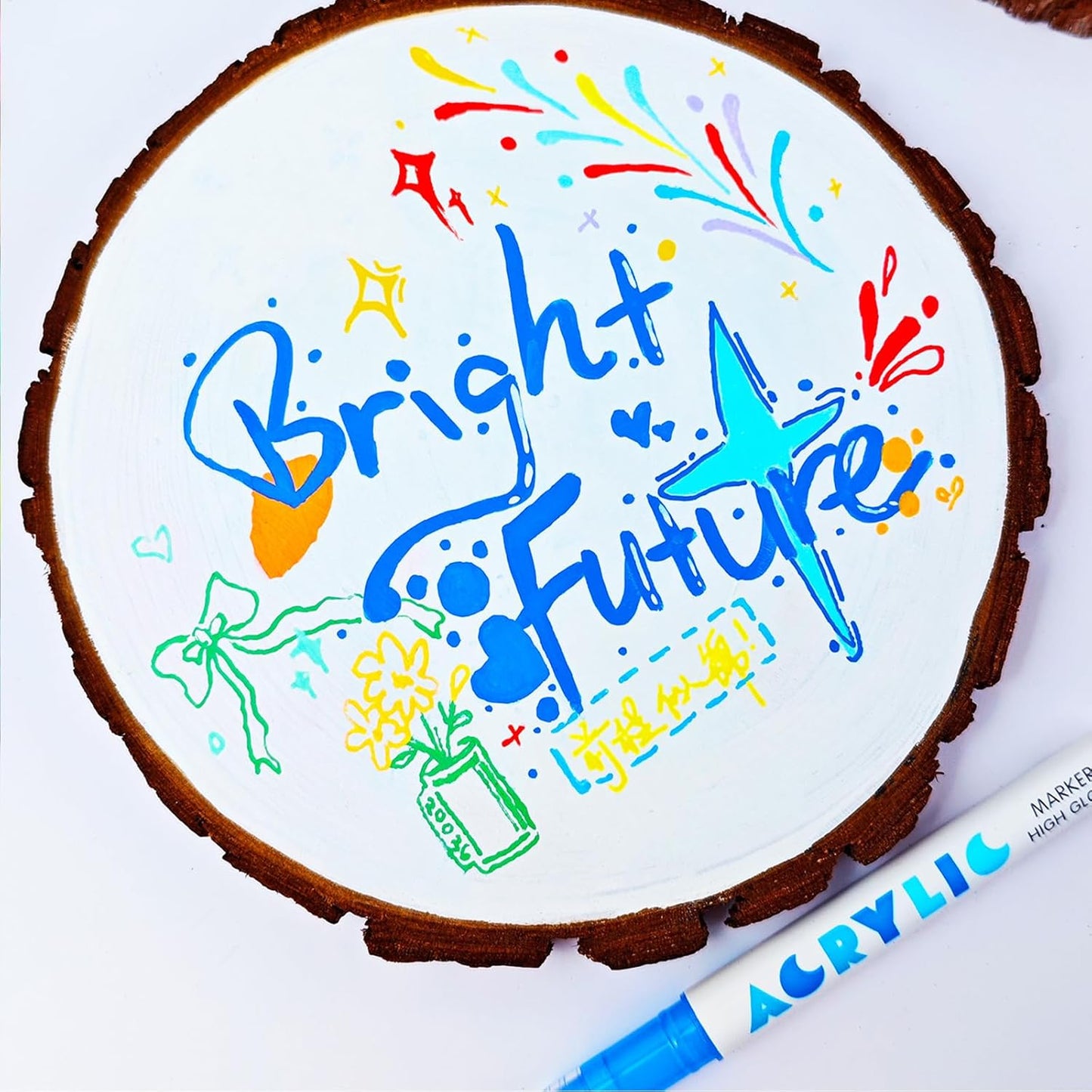 kander Direct Liquid Highlighter Acrylic Marker, 12 Colors Gel Pens with Bullet Tip, Strong Coverage, Large Ink Capacity, Multi-Purpose Paint Pens for Rock Painting, Crafts, DIY, Art Supplies