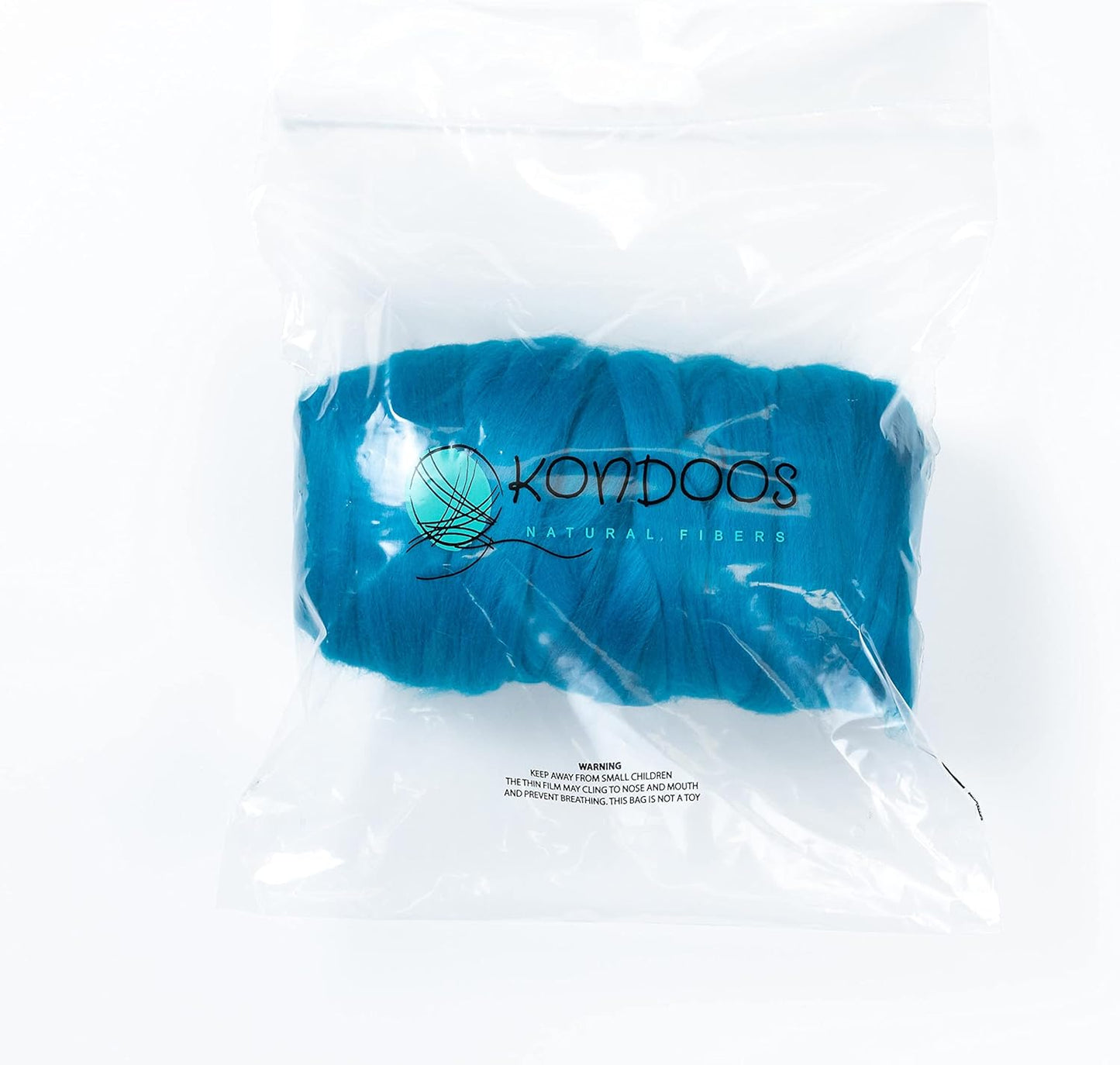 Kondoos Colored Natural Wool roving, 1 lb. Best Wool for Needle Felting, Wet Felting, handcrafts and Spinning.Wool Felting Yarn Supplies (Turquoise, 1 lb)