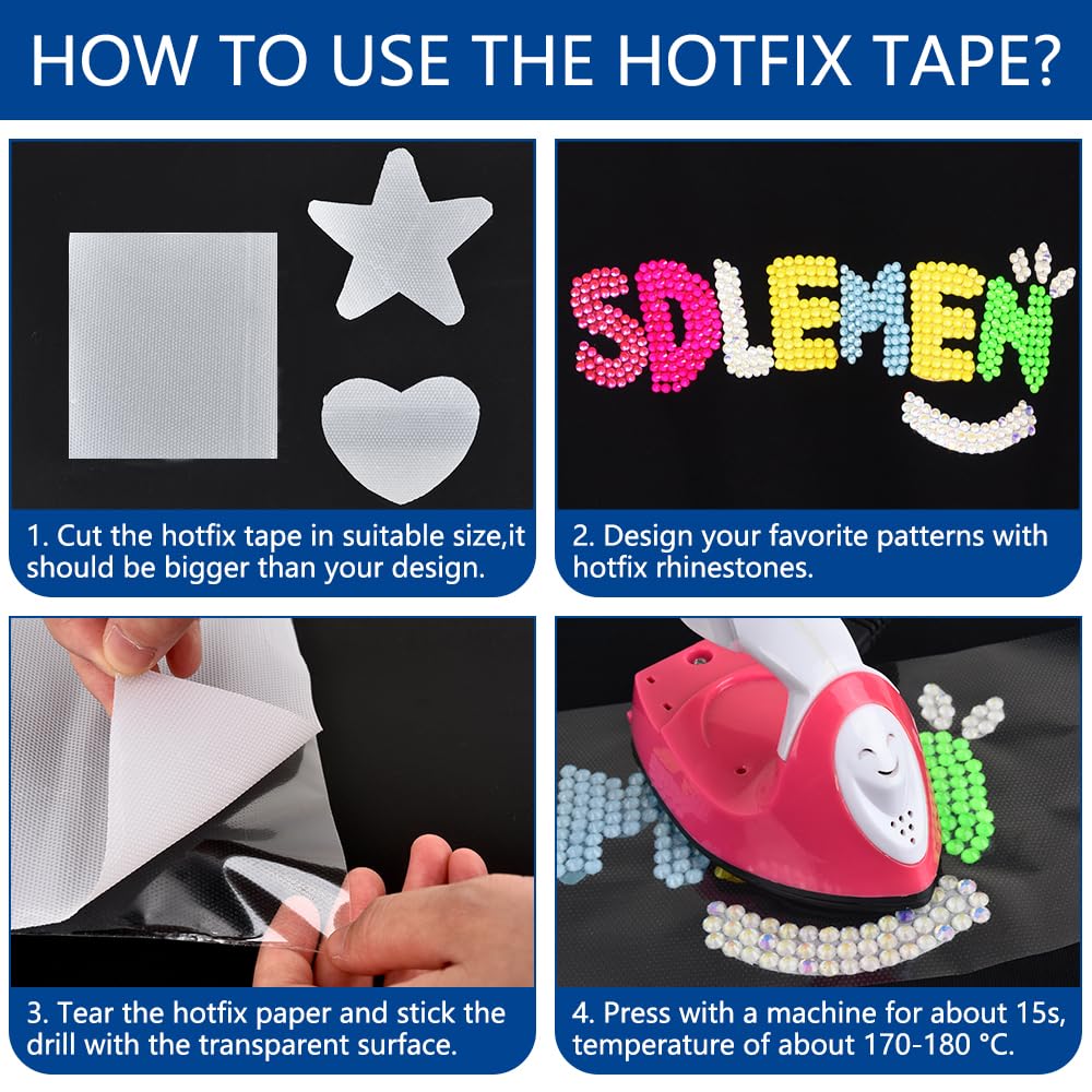 Blinginbox Hotfix Tape,Hot Fix Rhinestones Transfer Film Paper Iron on Rhinestones Transfer Paper.(16ft*12.6in)