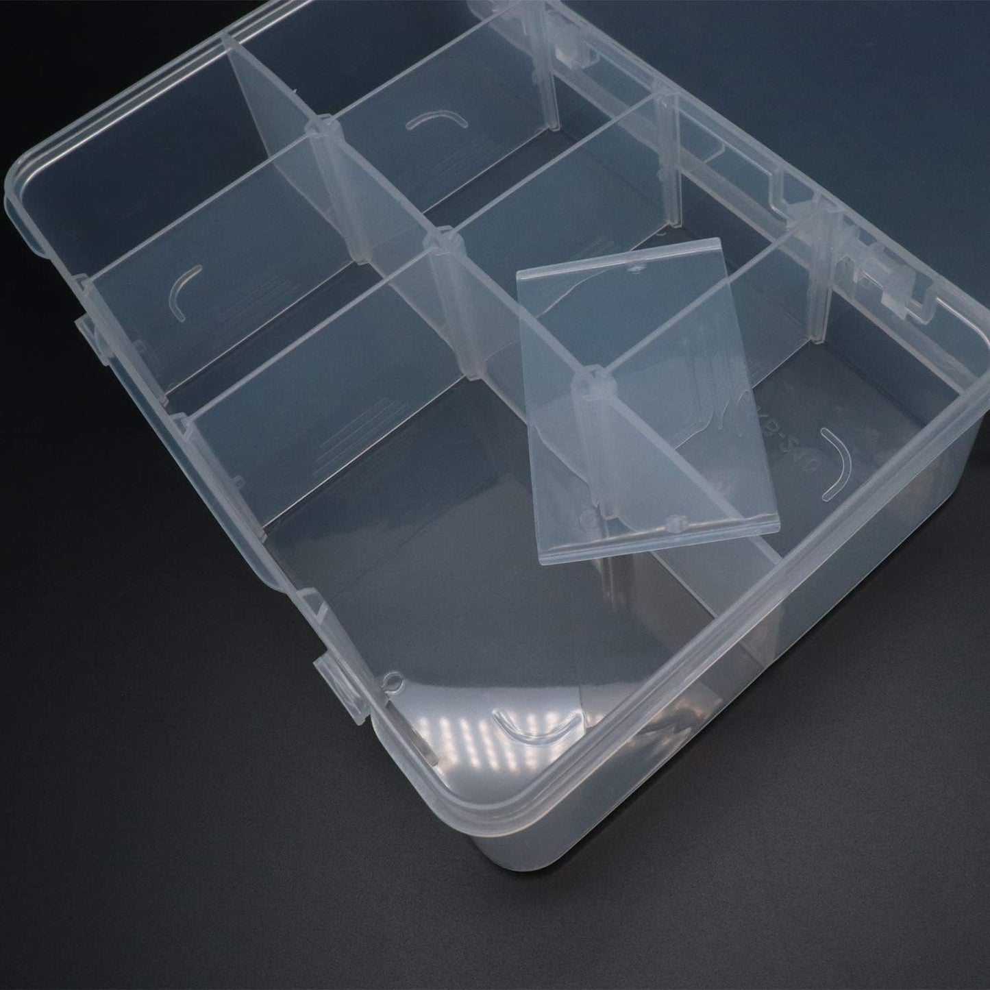 Xiaoyztan 8 Grids Clear Plastic Organizer with Adjustable Dividers, Jewelry Box Bead Storage Container for Small Parts, Fishing Tackle, DIY Crafts, and Earrings, Overall 7.3in x 4.9in