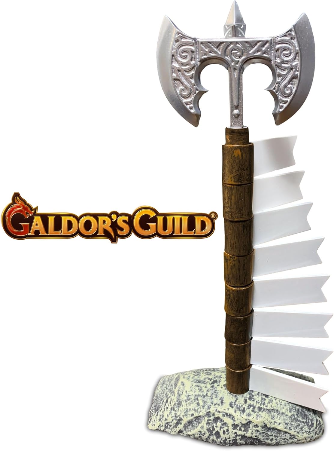 Galdor's Guild DND Initiative Tracker | Recorder Tools | Gift for Dungeons & Dragons Players, Dungeon Master/DM, or RPG Gaming | Tracking Stand | Holds 8 Flag Markers | Sword/Battle Axe