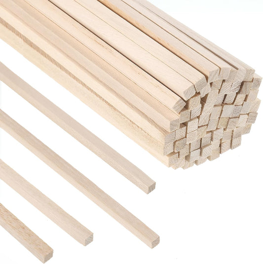 70Pcs 1/4" x 12" Balsa Wood Sticks, Square Dowel Rods Wood Furring Strips Hardwood Sticks for Crafts DIY Projects Models Making
