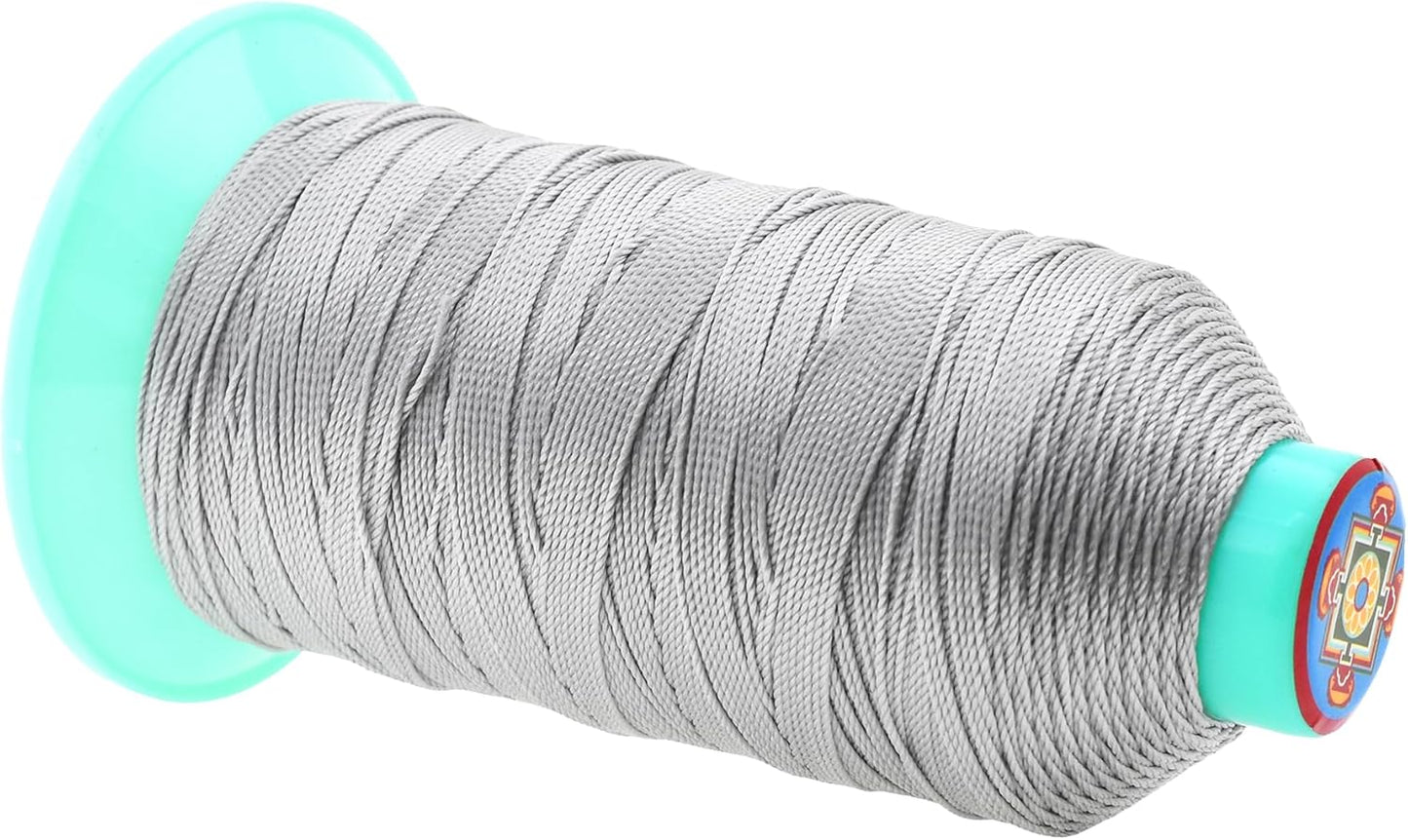 Mandala Crafts Bonded Nylon Thread Silver Heavy Duty Sewing Threads - 415 YDs Size 346 210D T350 Tex 350 Thread for Leather Jeans Weaving Outdoor Marine Upholstery Threads