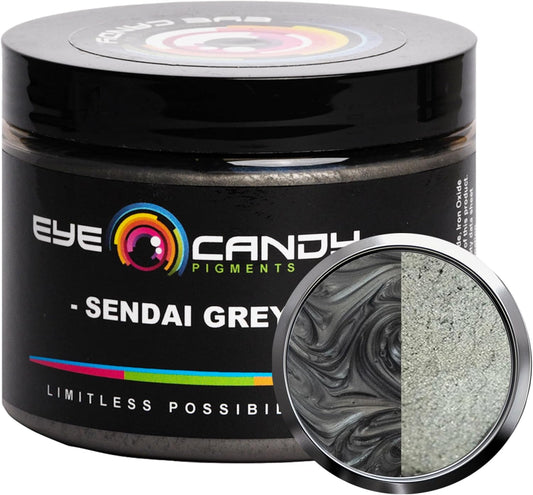 Eye Candy Pigments Premium Grey Mica Powder - Sendai Grey (50gr) - for Epoxy, Resin, Soap, Paint, Woodworking, Acrylic Pouring, Bath Bombs, Fishing Lures - DIY Arts and Crafts Additive