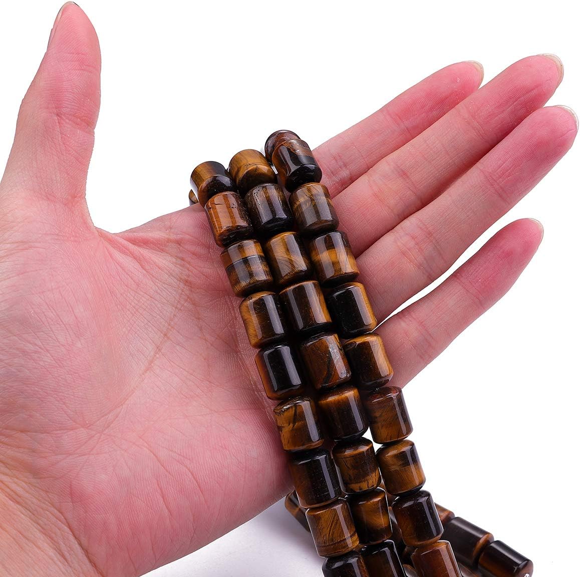 Natural Yellow Tiger Eye Cylinder Stone Loose Semi Gemstone Beads for Jewelry Making 10mmx14mm 38cm