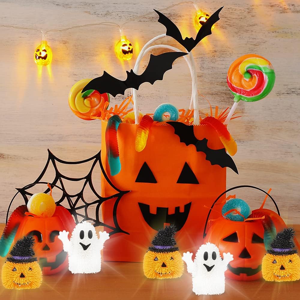 ArtCreativity LED Fidget Toys, Set of 6, Kids and Adults, Includes Ghost and Pumpkin Toys, Non-Candy Halloween Treats