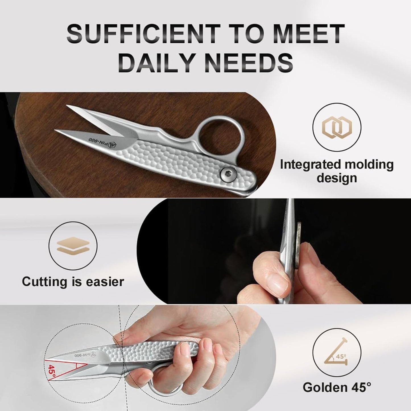 Premium Tailor Scissors, Stainless Steel, Comfort Grip, Ambidextrous, Silver, Precision, 11.7cm x 4.3cm, 1 Count