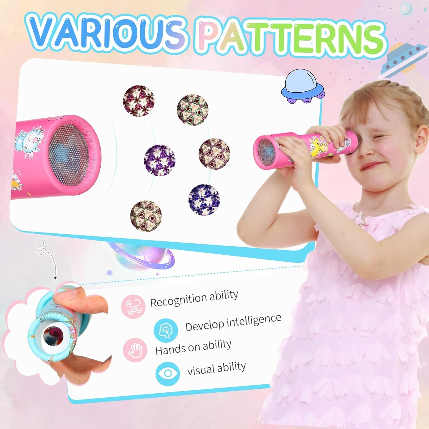 Chivao 30 Pcs Classic Kaleidoscopes Kids Vintage Toys, Return Gifts for Kids Birthday Mini Kaleidoscope Kit for School Classroom Prizes, Stock Stuffers Bag Fillers, Random Colors(Cute Style)