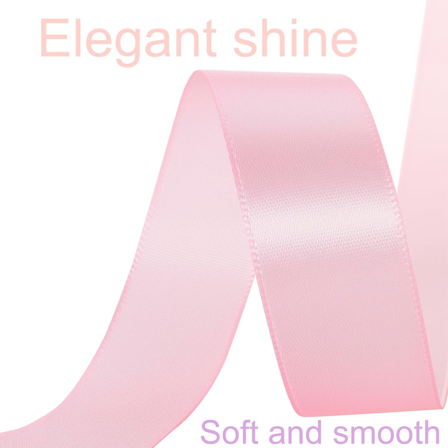 1 Inch Light Pink Ribbon, 50 Yards Craft Polyester Satin Ribbon Perfect for Gift Wrapping, Handmade Roses, Wedding Party Decorations and DIY Crafts