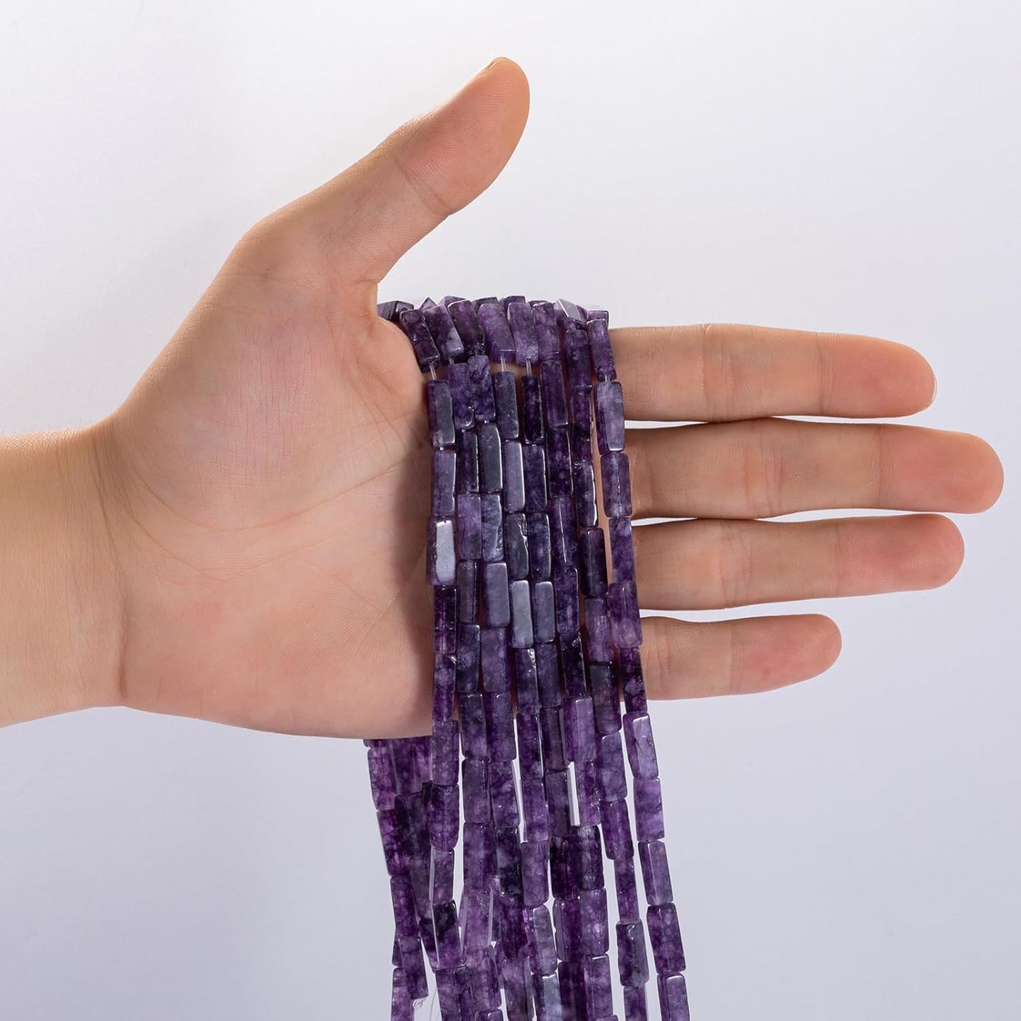 Natural Amethyst Rectangle Tube Beads 4x13mm 38cm/str Loose Semi Gemstone Stone Beads for Making Bracelets Necklace Earrings