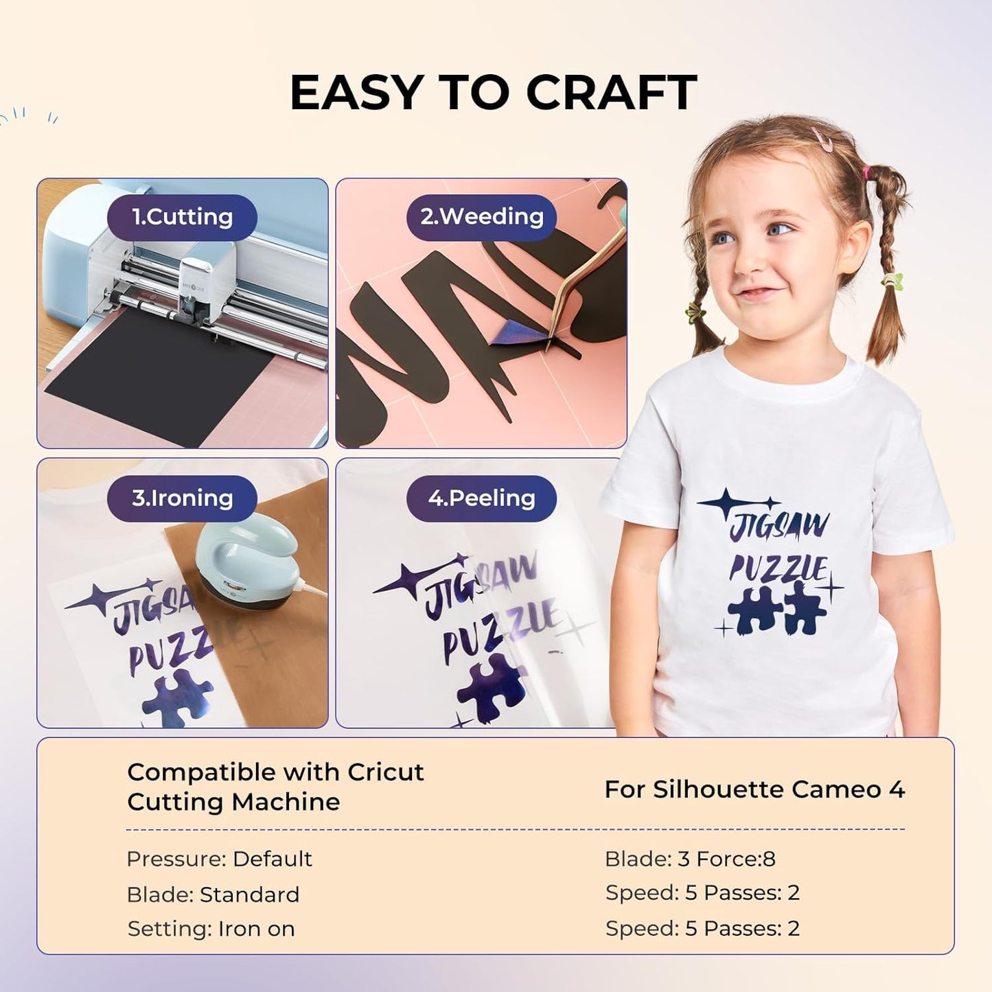 HTVRONT Chameleon HTV Heat Transfer Vinyl - 12" x 8ft Purple to Royal Blue HTV for Shirts, Iron on Vinyl for All Cutting Machine - Easy to Cut & Weed for Heat Transfer Design