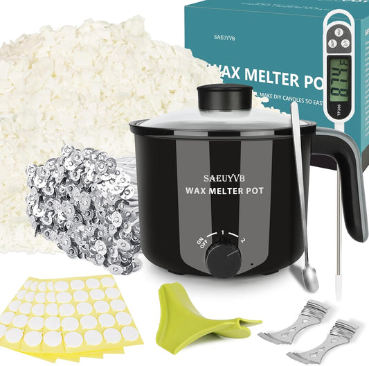SAEUYVB Candle Making Kit,Soy Wax for Candle Making,DIYCandle Making Supplies,Including 5lbs Natural Soy Wax Flakes,Wax Melter,Thermometer,Wicks,Candle Kit for Adults,Beginnner