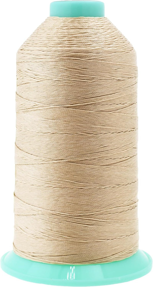 Mandala Crafts Bonded Nylon Thread Cream Heavy Duty Sewing Threads - 1250 YDs Size 138 420D T135 Tex 135 Thread for Leather Jeans Weaving Outdoor Marine Upholstery Threads