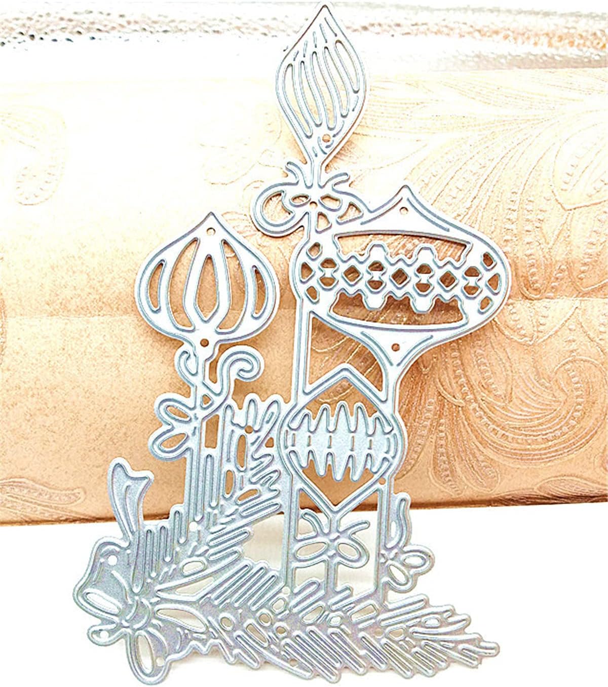 Metal Cutting Dies DIY Merry Christams Embossing Stencil Template Scrapbooking Card Making Mold Photo Album Arts Crafts Tools (Christmas ornament-12.7x8cm)