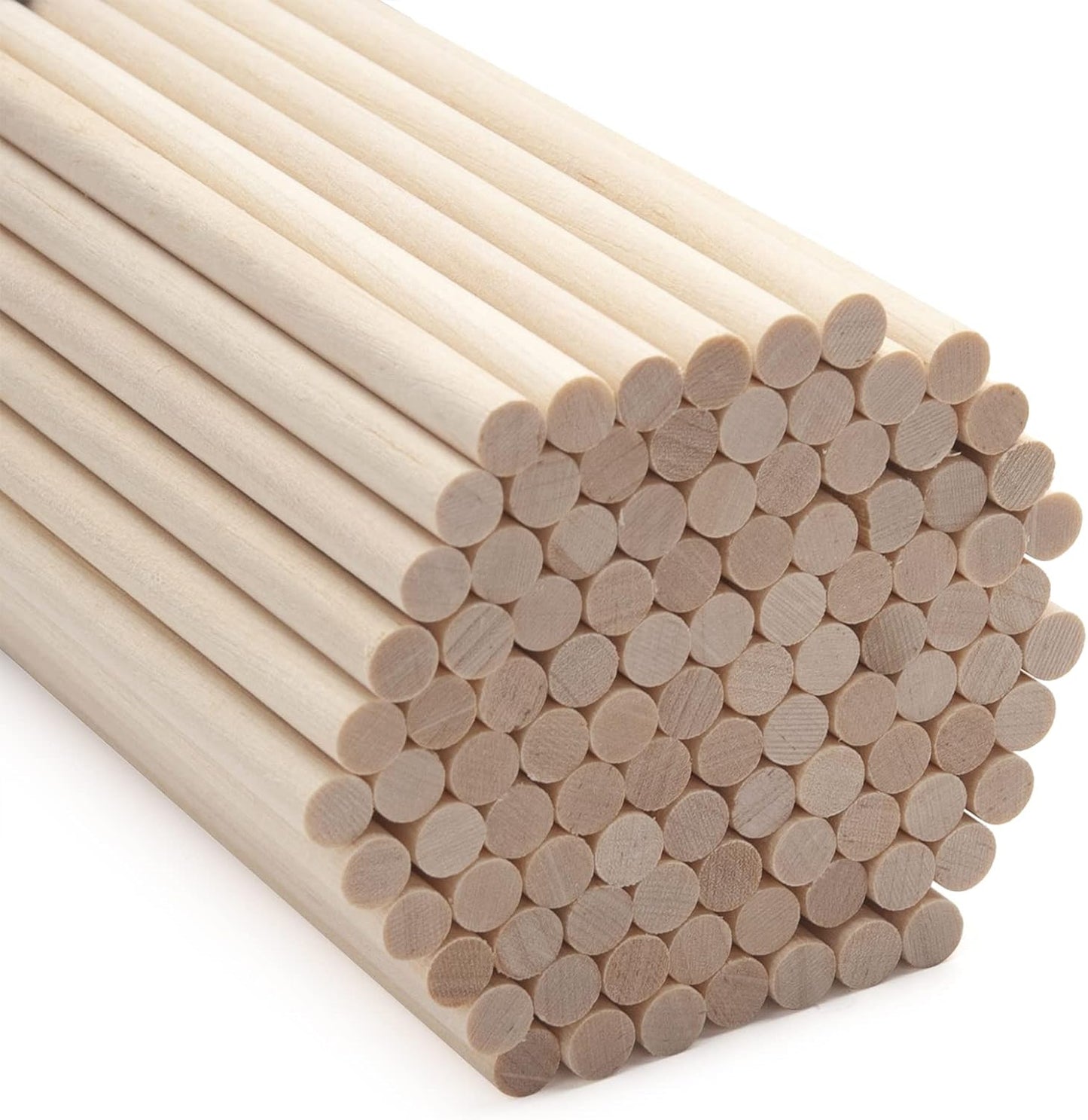 Wood Dowels Wooden Dowel Rods, 100PCS 1/4 x 6 Round Wooden Sticks for Arts and Crafts, Small Unfinished Hardwood Sticks for DIYers Crafting, Cake Support, Lollipop, Photo Booth Props, Home Decor