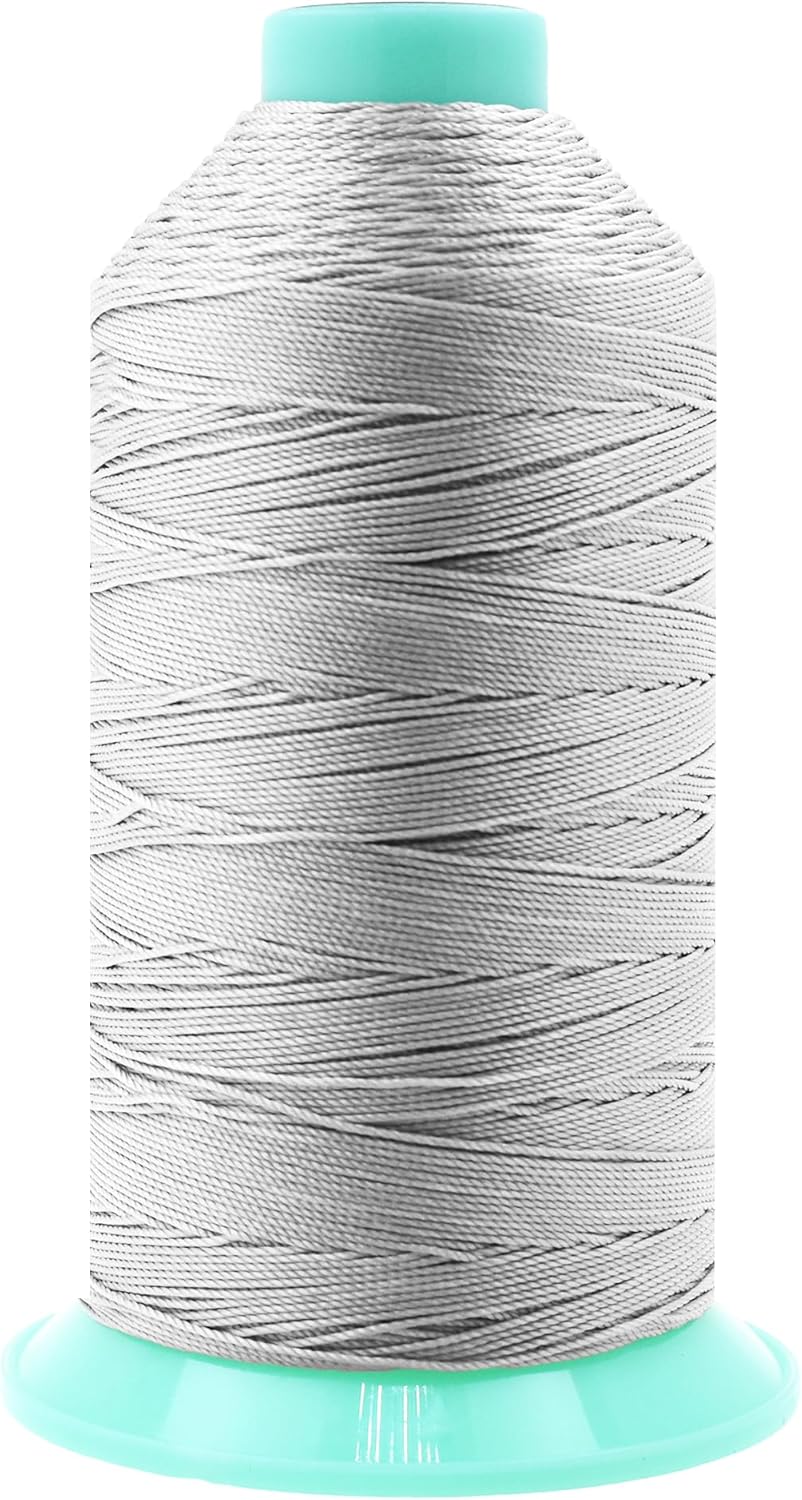 Mandala Crafts Bonded Nylon Thread Silver Heavy Duty Sewing Threads - 800 YDs Size 277 840D T270 Tex 270 Thread for Leather Jeans Weaving Outdoor Marine Upholstery Threads