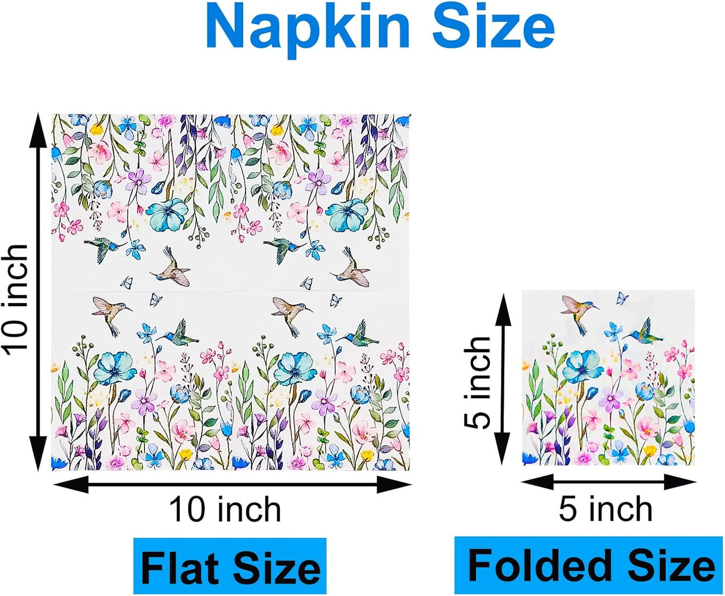 Cocktail Napkins 80 Pack 2 Ply Floral Beverage Luncheon Dinner Paper Napkins Flower Print Disposable Napkins for Wedding Anniversary Celebrations, 5X5 Inches Folded