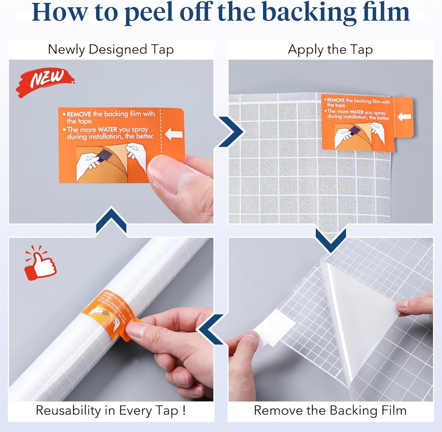 Haton Window Privacy Film Frosted Glass for Bathroom, Static Cling UV Sun Blocking Window Clings, Opaque Decorative Coverings Removable Sticker Heat Control Tint for Home Door, Pure 23.6" x 118.1"