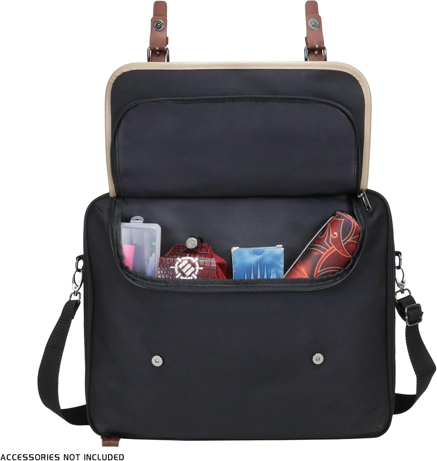 ENHANCE Designer Edition TCG Bag - MTG Shoulder Bag with Customizable Dividers & Accessory Pocket for Deck Boxes, Dice - Card Storage Compatible with Magic the Gathering, Lorcana (Black)