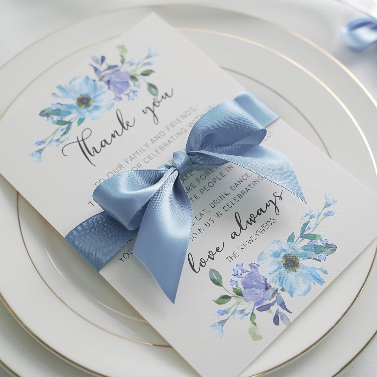 HUIHUANG Dusty Blue Satin Ribbon 50 Yards Double Faced Satin Ribbon 1 inch Blue Silk Ribbon for Gift Wrapping Bows Crafts Bridal Floral Bouquet Cake Wedding Invitation Card Birthday Party Decor