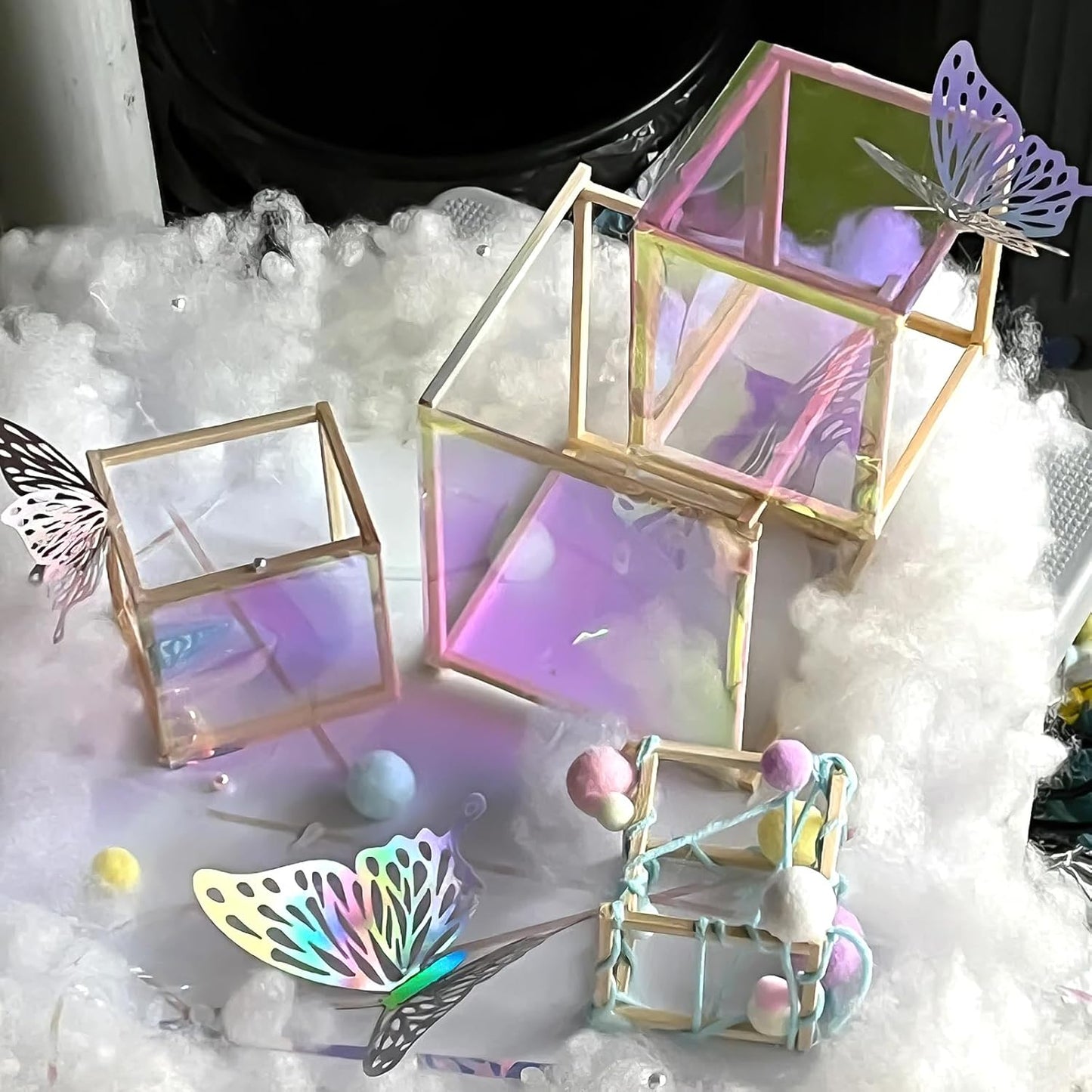 PEASUG 120 PCS Iridescent Cellophane Sheets, 6x8 Inches Holographic Candy Cellophane Wrap, Iridescent Paper for DIY Crafts Project, Art, Lights, Window Decoration