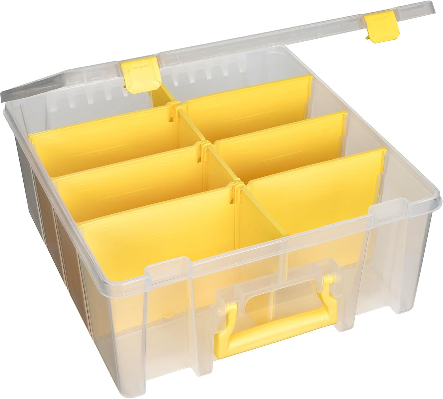 ArtBin 6990JY Super Satchel Double Deep Compartment Box - Art Storage with 8 Removable Compartments, Smart Closure for Craft Supplies (Yellow- Pack of 1)