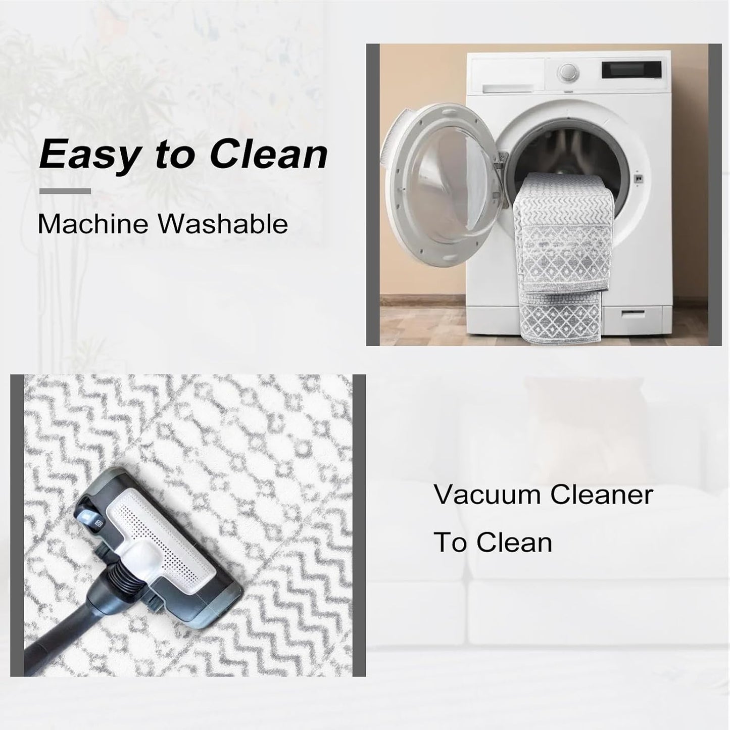 Moroccan Washable Rug Runner, 2x8 Ultra Soft Non-Slip Vintage Kitchen Rugs Runner for Hallway, Washable Laundry Room Rug Distressed Floor Carpet for Entryway Kitchen Bathroom Bedroom