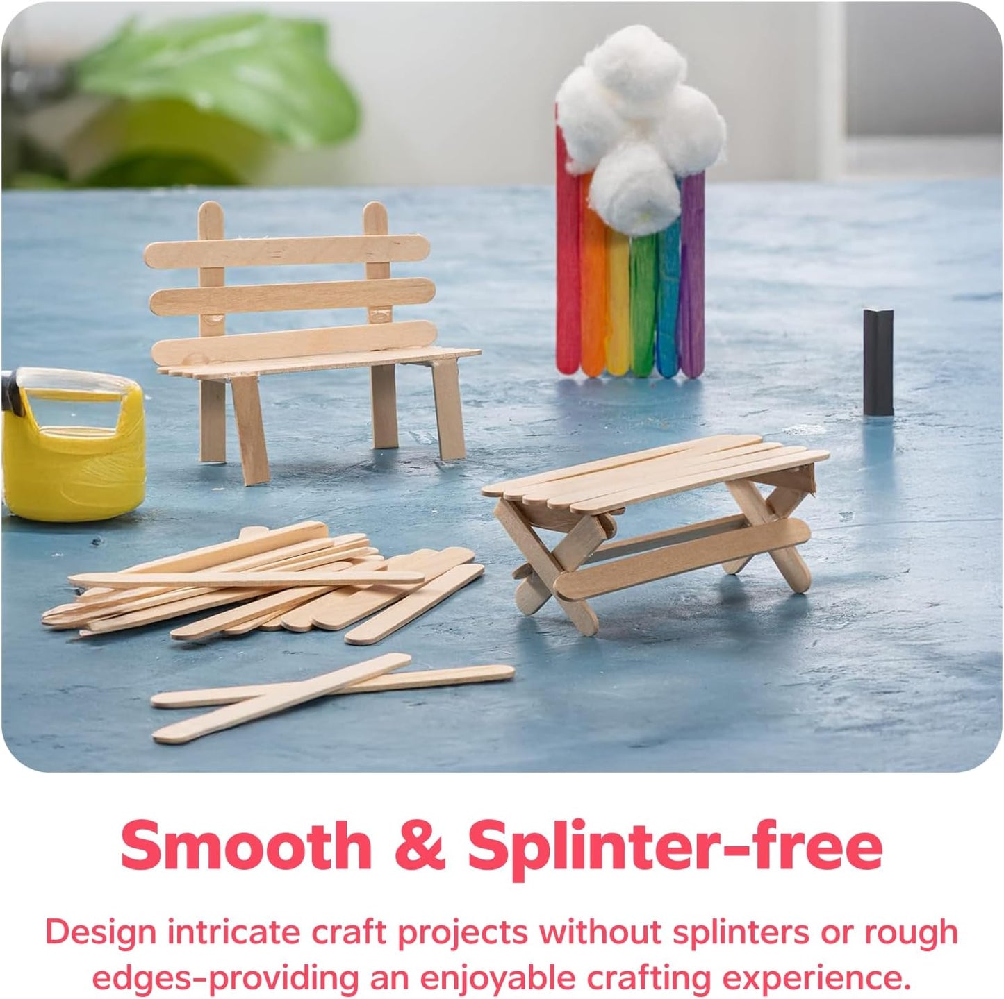 GUSTO [1000 Count] 4.5 Inch Wooden Multi-Purpose Popsicle Sticks for Crafts, Ice, Ice Cream, Waxing, and Tongue Depressor Wood Sticks (Formerly Comfy Package)