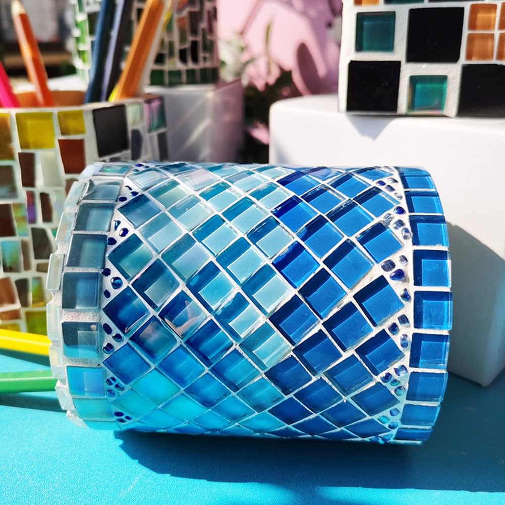 BigOtters Glass Mosaic Tiles 0.3LB, 4 Shapes Stained Glass Pieces for DIY Crafts, Home Decor, Art Projects, Window & Mirror Decorations