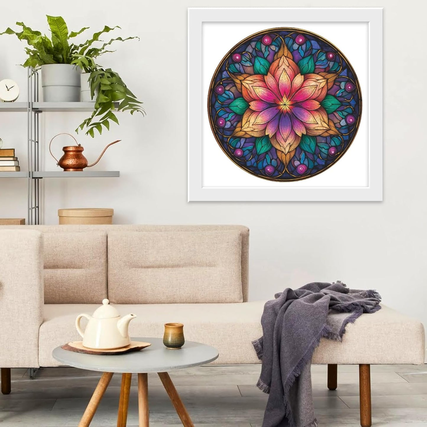 Wooden Puzzles for Adults, Dream Lotus Adult Puzzles 200 Pieces, Wooden Jigsaw Puzzles Unique Shape, Best Gifts for Adults Family Game, 11.2x11.2 inch