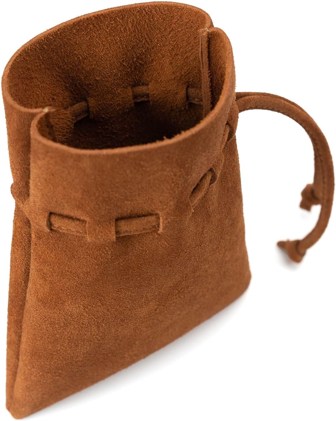 Medieval Drawstring Coin Pouch Bag, Leather Coin Pouch，Renaissance Drawstring Pouch Dice Bag, Small Coin Purse for Women/Men, Brown Swayze Suede