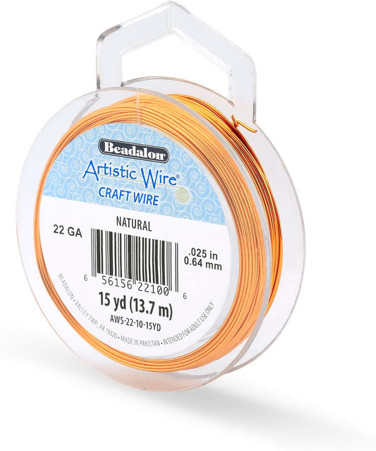Artistic Wire, 22 Gauge Tarnish Resistant Colored Copper Craft Wire, Natural, 15 yd
