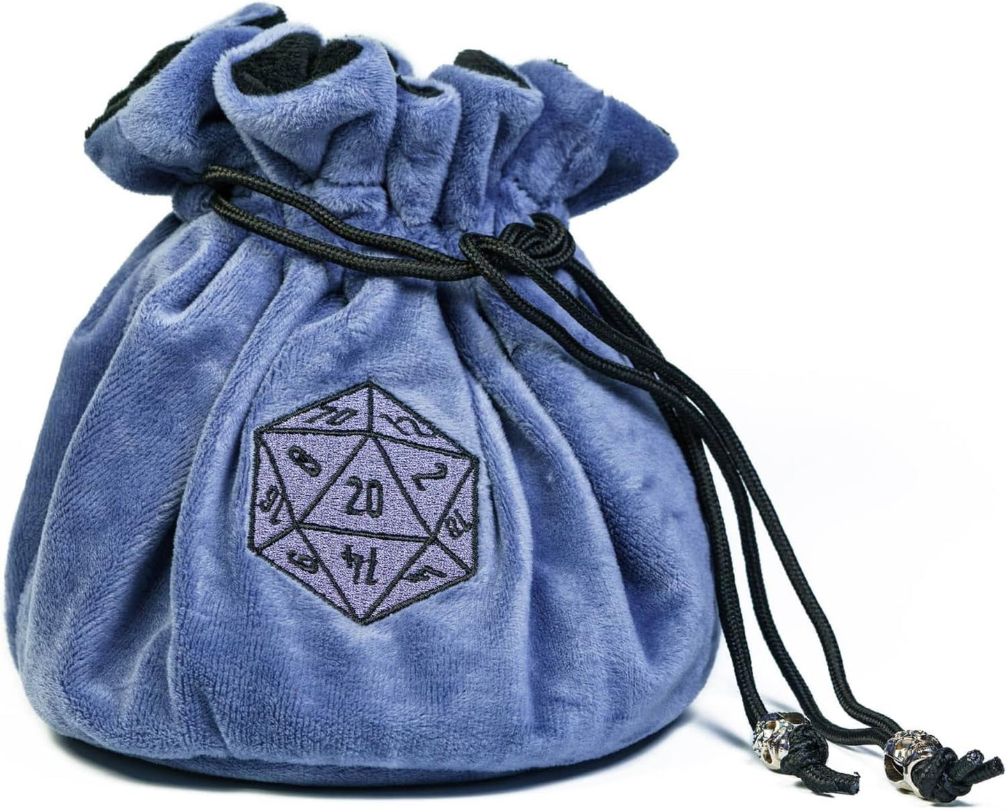 DND Dice Bags Large with Pockets Blue Storage Bag with D20 Logo for Dungeon and Dragons RPG Game Dices - Capacity 200+ Dice