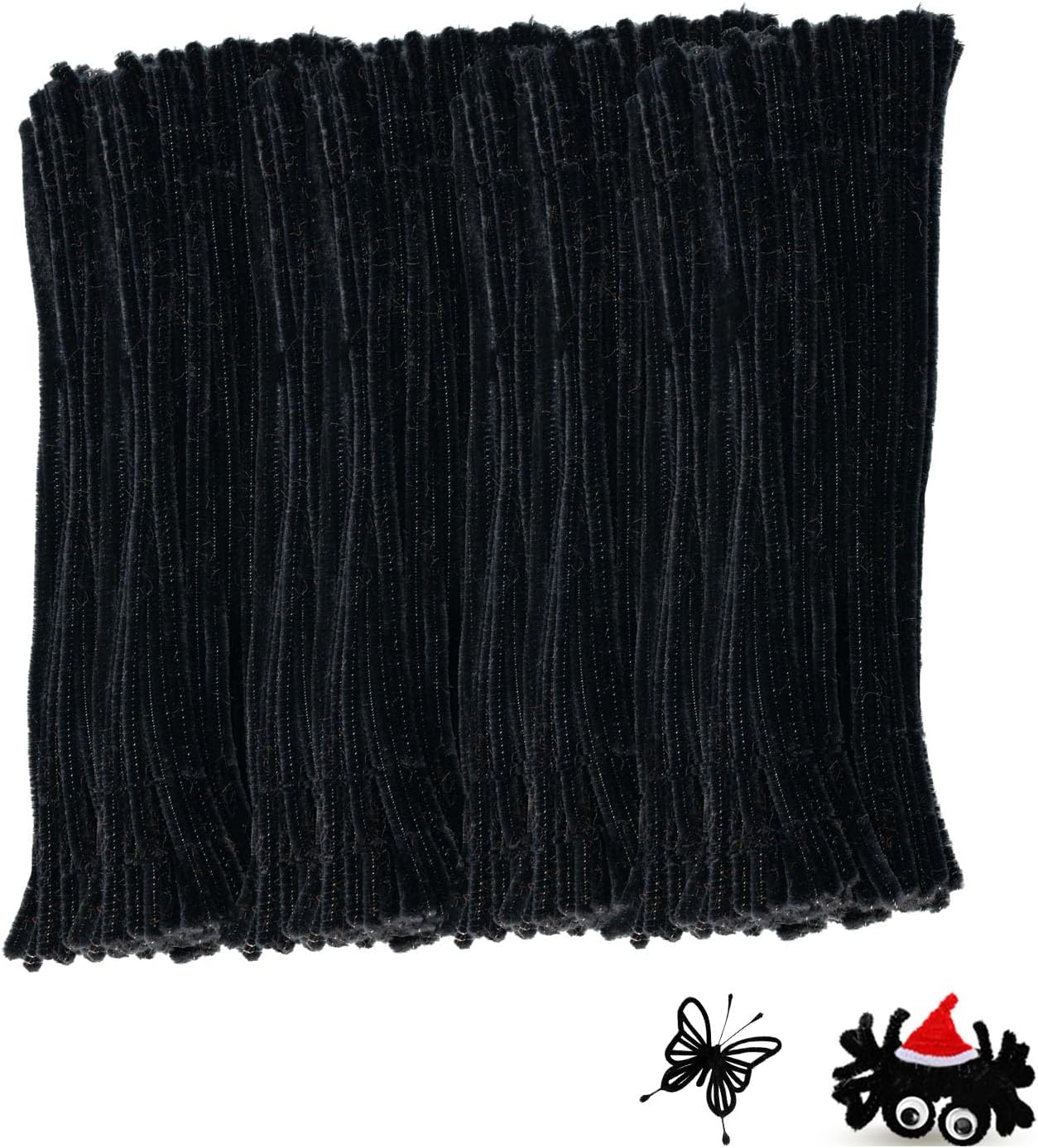 Black Pipe Cleaners for Crafts,200PCS Chenille Stems,Craft Supplies,Halloween Crafts for Kids,DIY Decor Ccrafts for Adults,Kids Games Toys for Ages 8-13,Christmas Birthday Gift,Craft Sticks