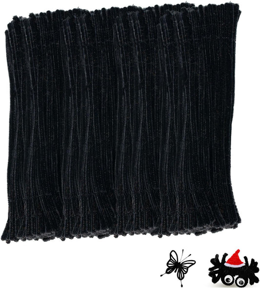 Black Pipe Cleaners for Crafts,200PCS Chenille Stems,Craft Supplies,Halloween Crafts for Kids,DIY Decor Ccrafts for Adults,Kids Games Toys for Ages 8-13,Christmas Birthday Gift,Craft Sticks