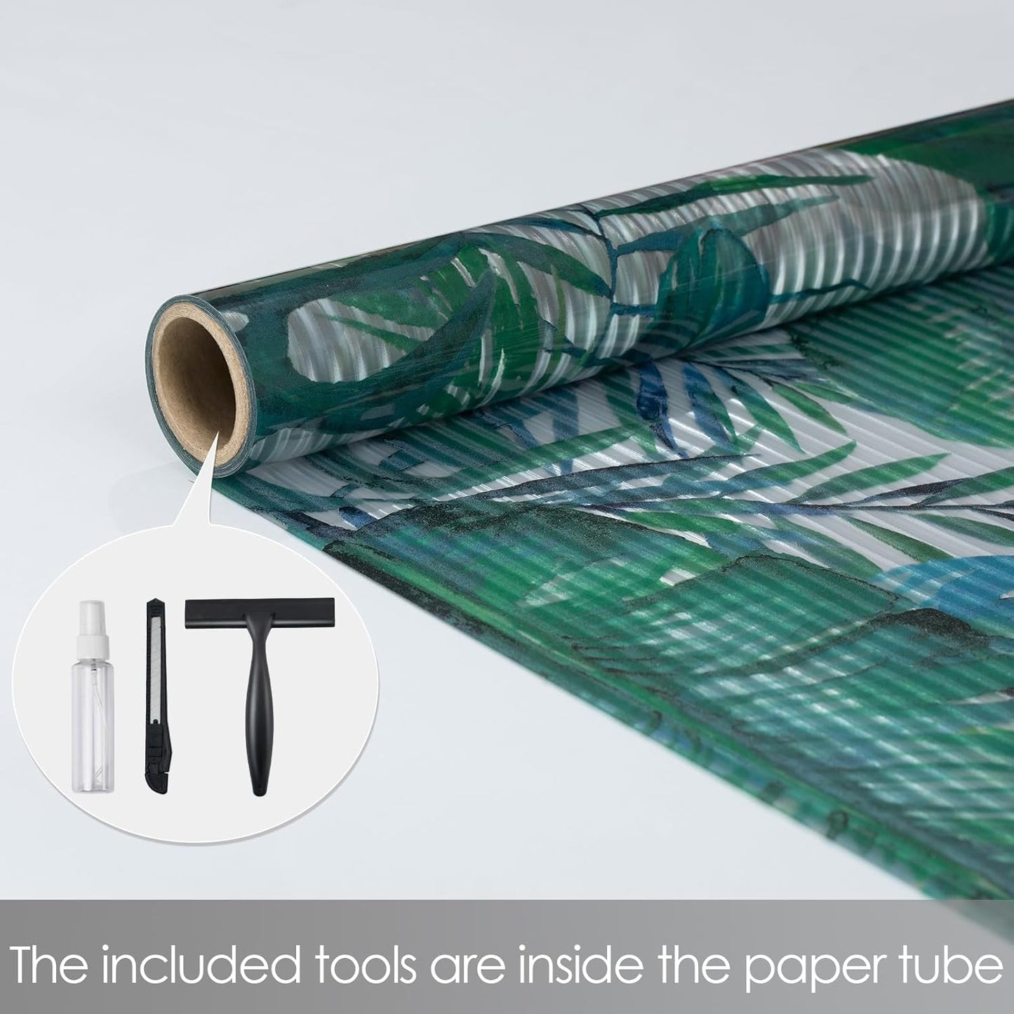 DKTIE Nature Pattern Rainbow Window Film Decorative Stained Glass Window Film Static Cling Films Easy Apply Removable Comes with Tools (U560-Reeded Glass, 17.7" x 118.1")