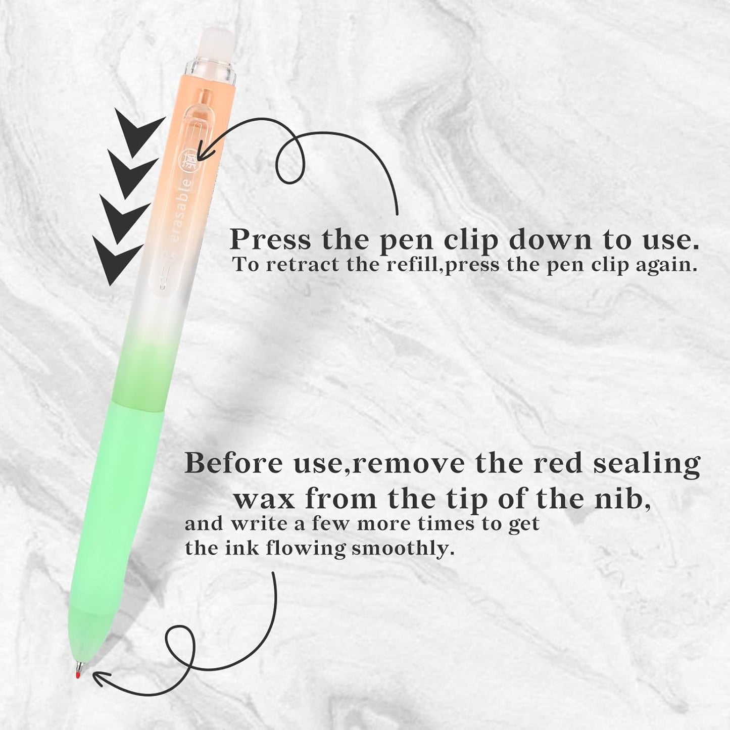 Temiary 4 Pcs Erasable Gel Pens & 10 Pcs Refills, Retractable Ink Pen with Eraser Clear, 0.5mm Fine Point Smooth Writing Make Mistakes Disappear for Crossword Puzzles Note Taking (Black Ink)